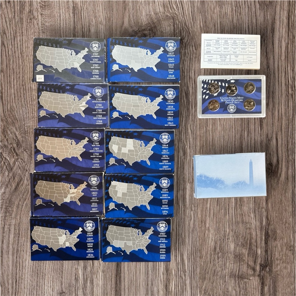 1999 - 2009 S Proof State Quarter set run - With Boxes and COA's - Picture 2 of 2